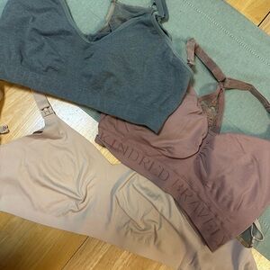 Kindred Bravely Bra Trio in Gray, Mauve, and Beige